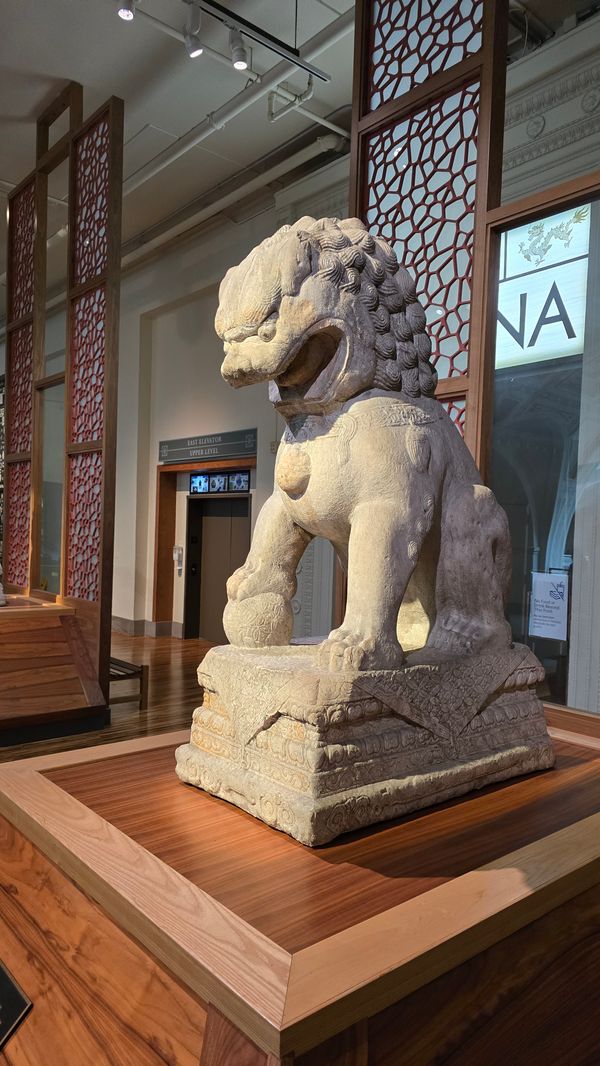 A Chinese lion statue